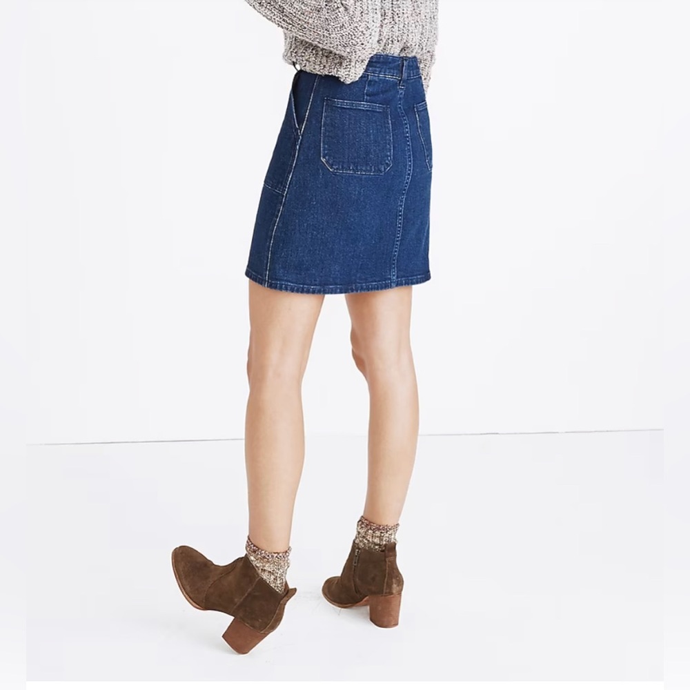 Madewell denim zip up midi skirt size 24